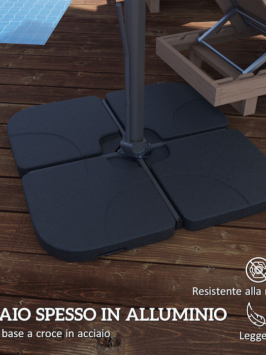 Square Aluminum Garden & Terrace Parasol Grey 3.65x2.97xHeight 2.56m