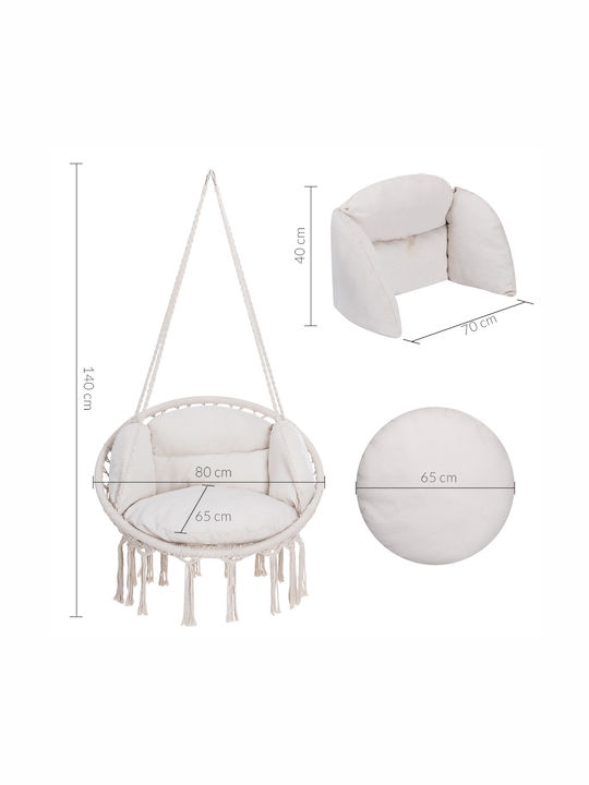 Leagăn fotoliu cu bază și pernă material textil Ecru Rezistență până la 150kg L80xL60xH140cm
