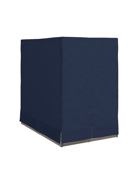 Liegestuhl-Bett Doppel Rattan mit Kissen & Sonnenschirm Gray 200x70x60cm.
