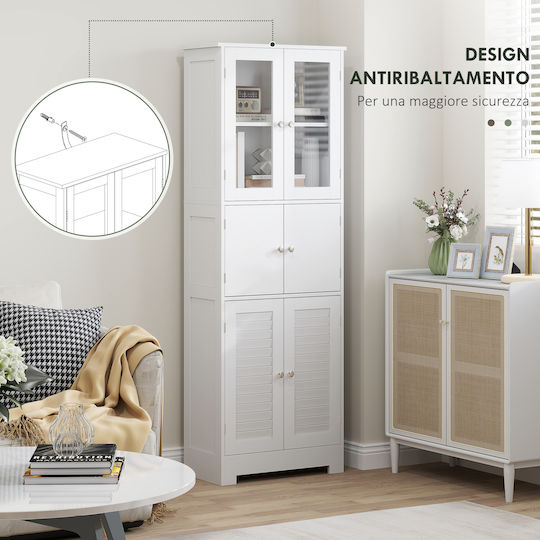 HomCom Cabinet de coloană pentru baie pardoseală M60xL30xH170.5cm Alb