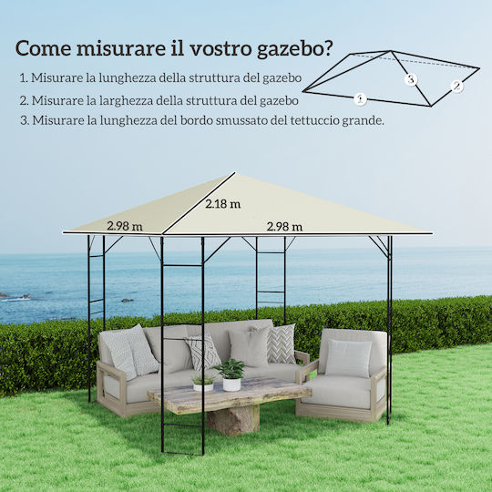 Outsunny Gazebo Cover White 3x3m