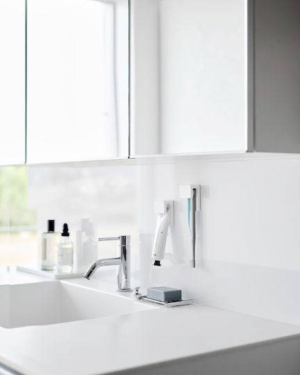 Yamazaki Wall Clips Toothpaste Toothbrush White Set of 2 Tower 4x2.7x6 Yamazaki Wall Clips Toothpaste Toothbrush White Set of 2 Tower 4x2.7x6