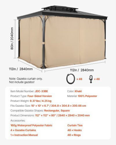 Vevor Khaki Awning Fabric 3x3m