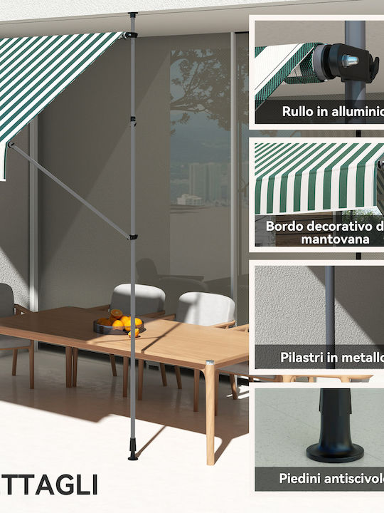 Outsunny Τέντα Βεράντας Πράσινη 2x1.2m