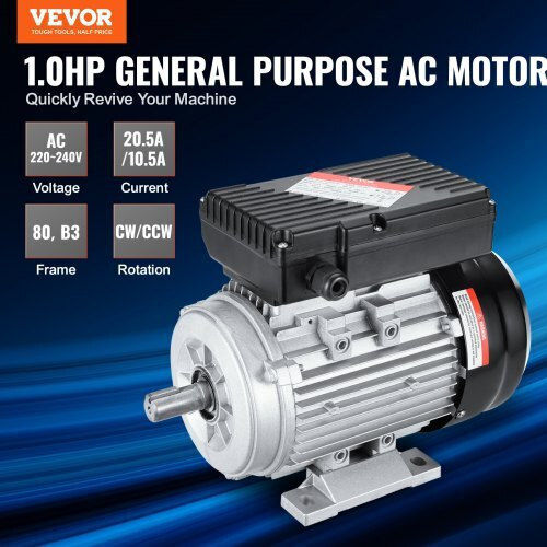 Vevor Μονοφασικός Ηλεκτροκινητήρας 1hp Μέγιστων Στροφών 1400rpm