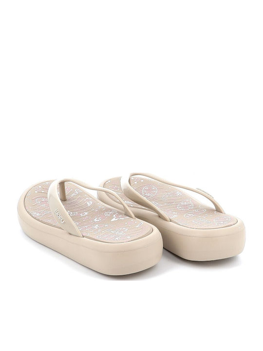 Frauen Flip Flops in Beige Farbe