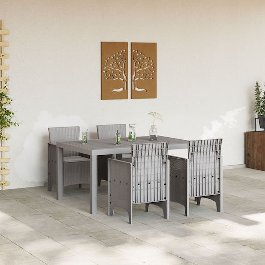 Garten- und Outdoor-Möbelsets Typsatz Speisesaal 5 Stück Grün mit Kissen