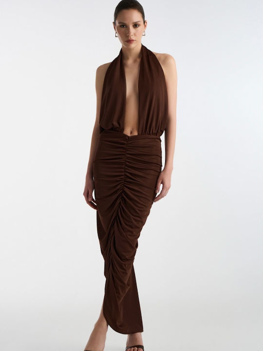 Καλοκαιρινό Maxi Φόρεμα για Γάμο / Βάπτιση Brown