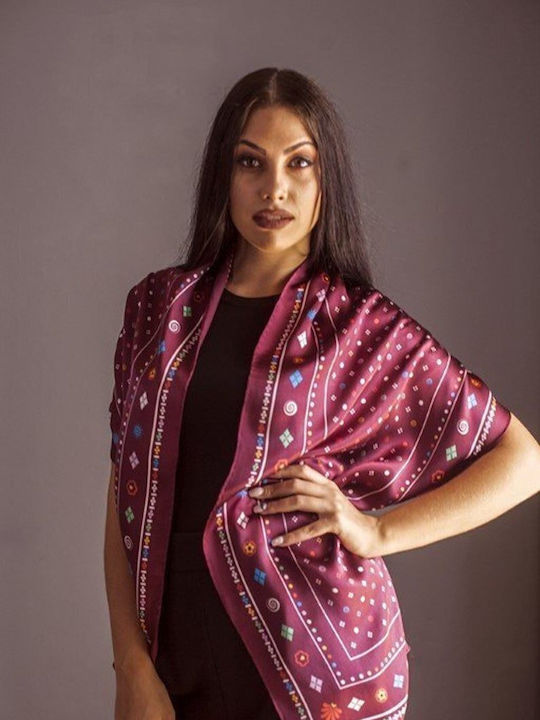 Kalfas Luxury Silk Γυναικείο Μεταξωτό Φουλάρι Κόκκινο