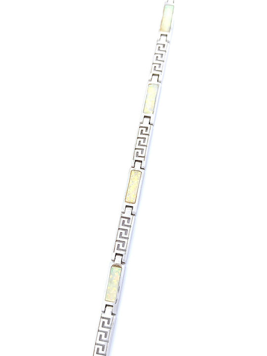 PS Silver Women's Silver Chain Bracelet with Meander Design 18cm