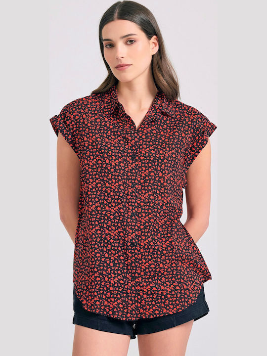 Women's Floral Long Sleeve Shirt Black