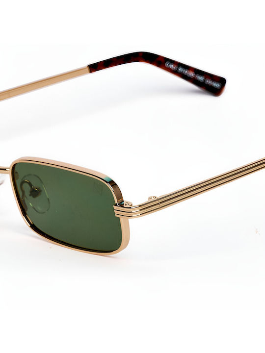 AV Sunglasses Cali Unisex Sunglasses with Gold Metal Frame and Gold Lens 128-GOLD