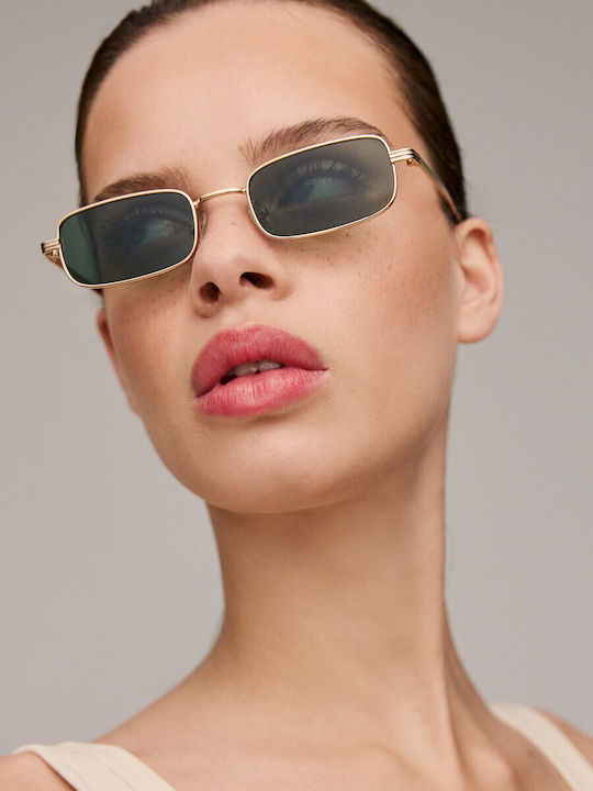 AV Sunglasses Cali Unisex Sunglasses with Gold Metal Frame and Gold Lens 128-GOLD