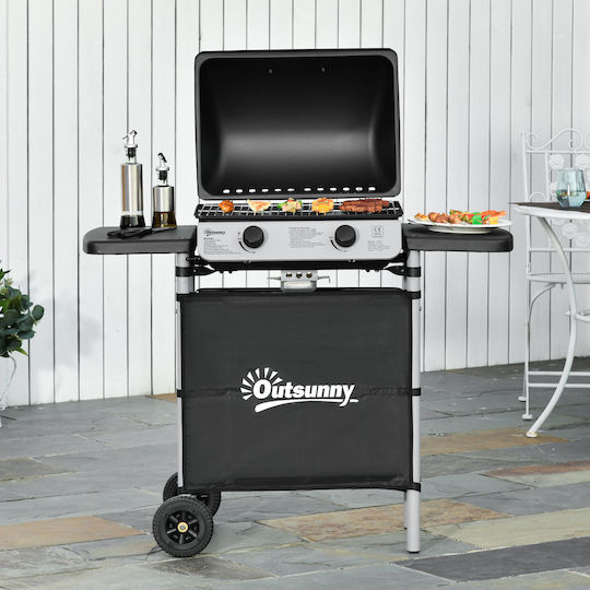 Outsunny Ψησταριά Υγραερίου Σχάρας 50x36εκ. με 2 Εστίες 5.6kW