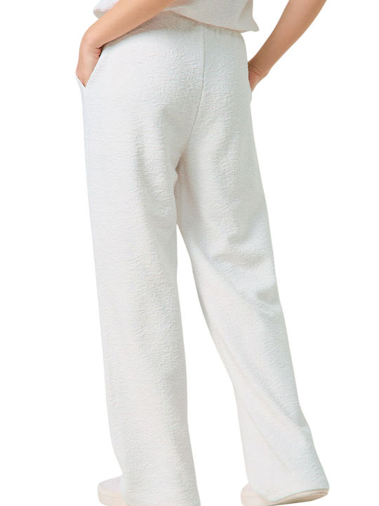 Taifun Damen Stoff Hose mit Gummizug OFFWHITE