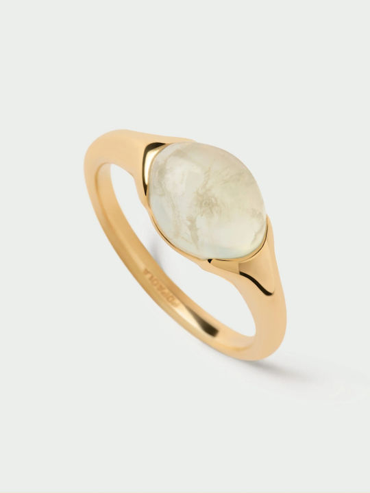 P D Paola Ring with Stones made of Silver Gold Plated