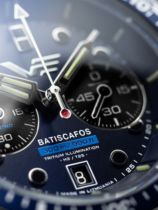 Vostok Europe Ceas Barbati Cronograf Baterie cu Curea Din Piele Albastre