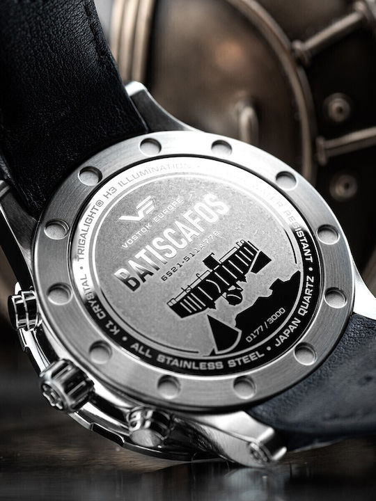 Vostok Europe Ceas Barbati Cronograf Baterie cu Curea Din Piele Albastre