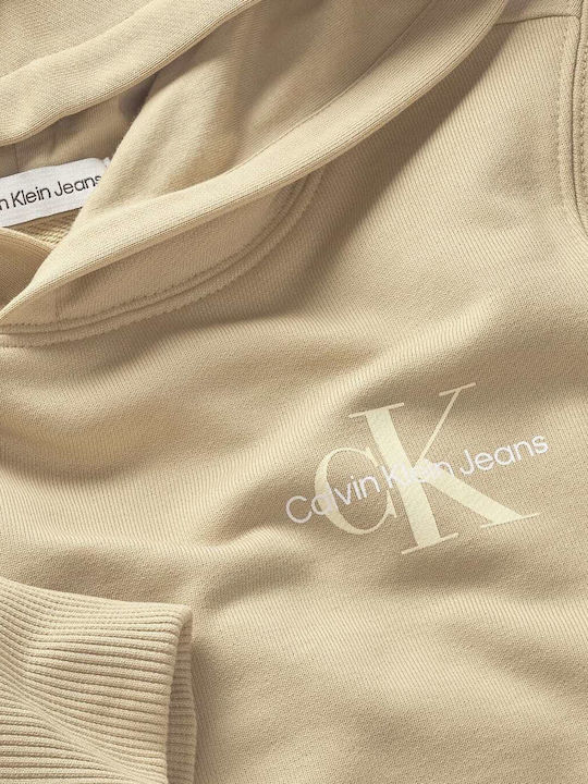 Kids Sweatshirt with Hood Beige Monogram