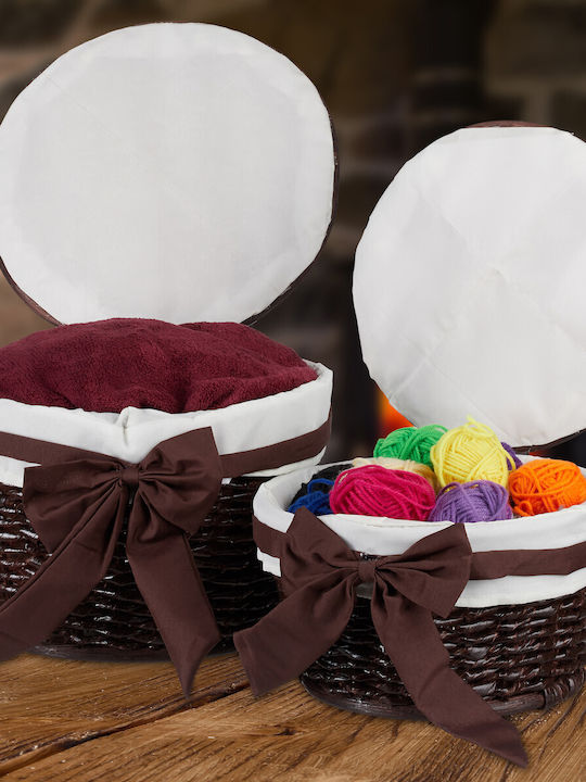 Relaxdays Coș de Depozitare Plastic cu capac Maro 2buc