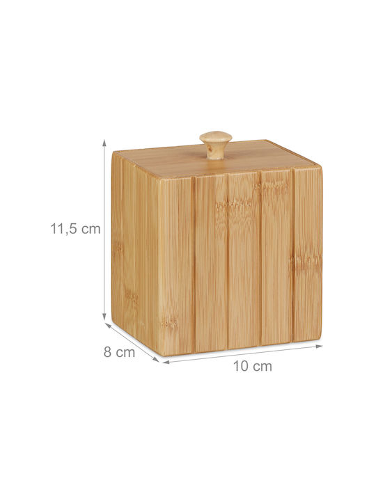 Relaxdays Coș de Depozitare Bambus cu capac 11.5x10x8cm 1buc