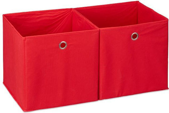 Relaxdays Aufbewahrungskorb Stoff Rot 30x30x30cm 2Stück