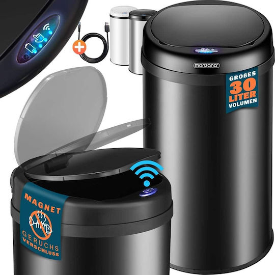 Monzana Coș De Gunoi Inox Gri 30L Monzana Coș De Gunoi Inox Gri 30L