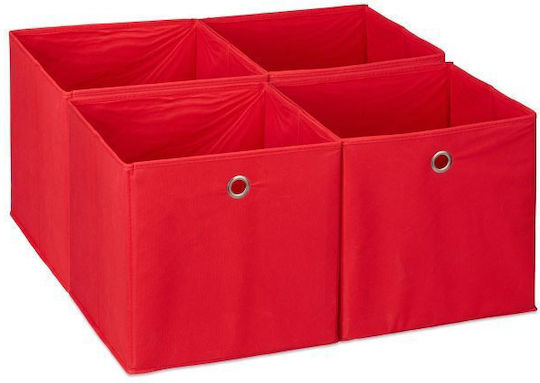 Relaxdays Plastic Cutie de Depozitare cu Capac Roșu 30cm 4buc