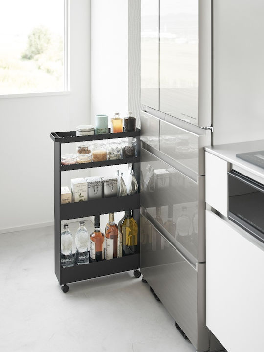 Yamazaki Metallisches Küchenwagen Mit 4 Ebenen Schwarz 48x13x80,5cm