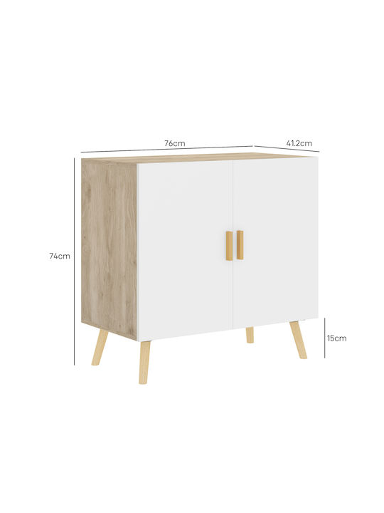 Cabinet Floor White and Oak 76x41.2x74cm