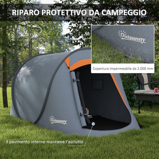 Outsunny Σκηνή Camping Pop Up Γκρι 3 Εποχών για 2 Άτομα 245x148x105εκ.