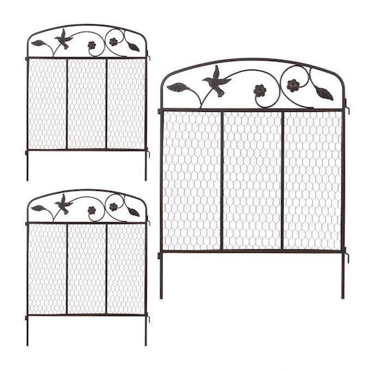 Set decorativ de 3 țăruși pentru grădină, inserție în sol, oțel, 79 x 63 x 1,5 cm, maro închis