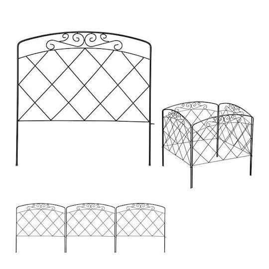 Set decorativ pentru grădină 4 piese țăruși de sol oțel 61 x 245 x 2 cm negru