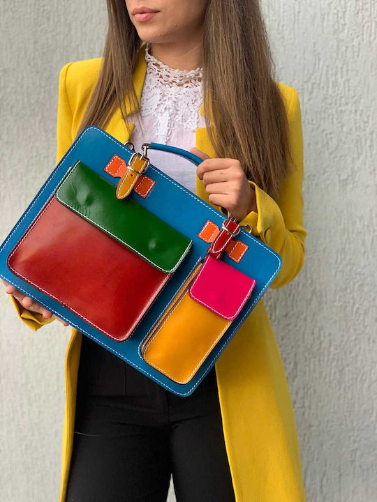 Leder Damentasche Handtasche Blau