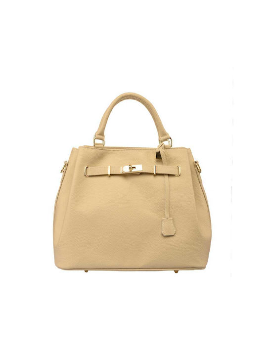 Leather Women's Handbag Shoulder Beige