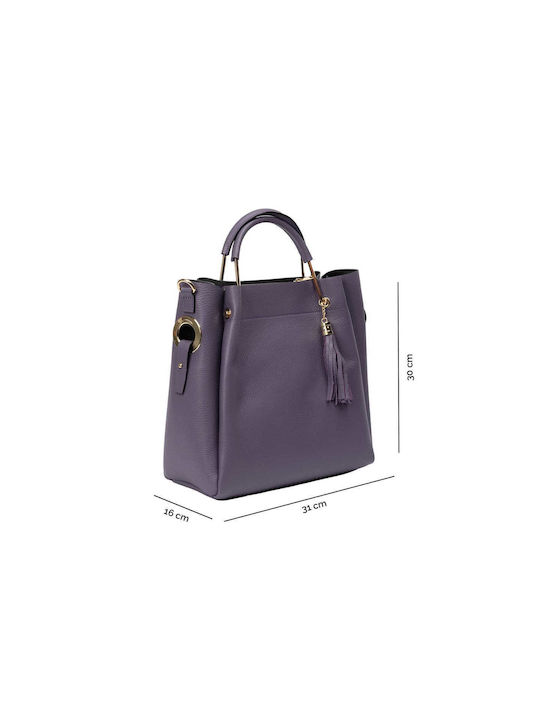 Leder Damentasche Schultertasche Lila