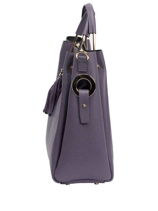 Leder Damentasche Schultertasche Lila
