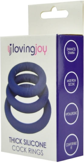 Loving Joy Σετ Δαχτυλίδια Πέους Σιλικόνης Μπλε 3τμχ