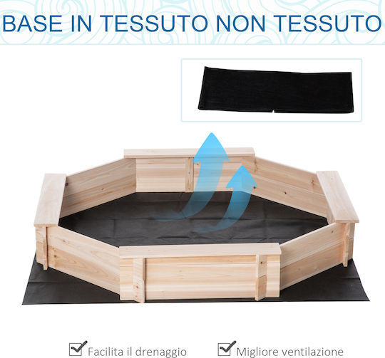 Outsunny Sandbox made of Wood 139.5x139.5x21.5cm. Beige