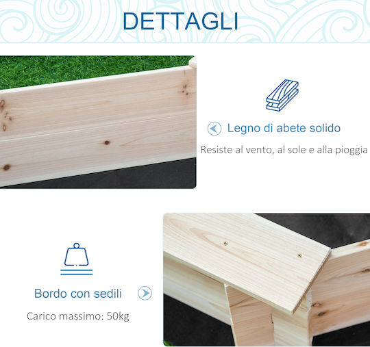 Outsunny Sandbox made of Wood 139.5x139.5x21.5cm. Beige