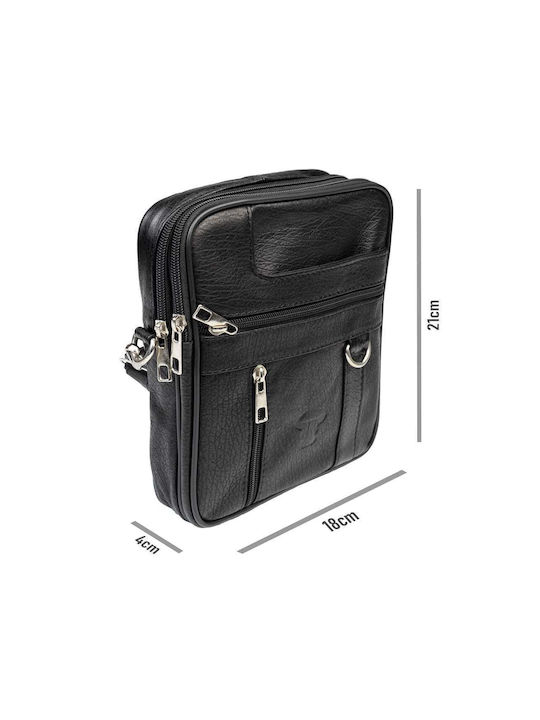 Piele Geantă pentru bărbați Umăr / Crossbody Neagră