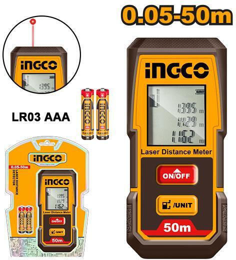 Ingco Μέτρο Laser HLDD0508 με Εύρος Μέτρησης 0.05m-50m