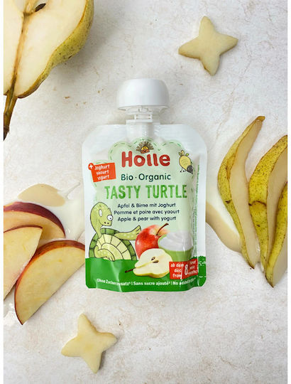 Holle Piure de fructe-legume cu Aromă de Măr & Păr 85gr pentru 8+ Luni