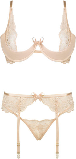 Beauty Night Fashion Rose 3 Piece Set Nude