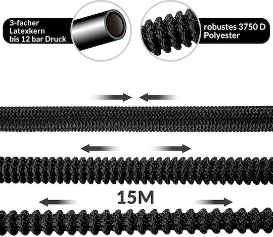 Garden Hose Gardebruk Black 15m Flexible Spray Head 10 Functions