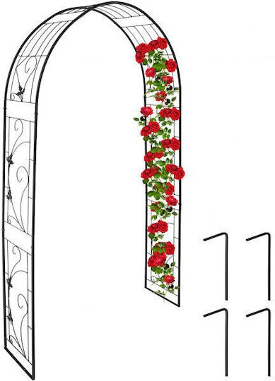 Arcadă Metalică pentru Grădină Flori Cățărătoare Negru Dimensiuni 216 X 125 X 36 Cm Relaxdays