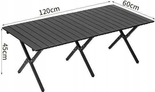 Table Steel for Camping Foldable 120x90x45cm Black
