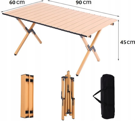 Tabelul Oțel pentru Camping Pliabil 60x90x45cm Maro