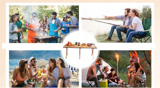 Table Steel for Camping Foldable 120x90x45cm Brown