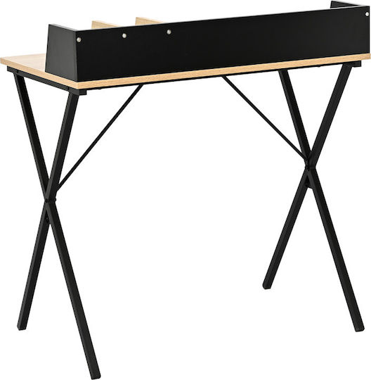 Professional Office Zervan Wooden Oak-black with Metal Legs 80x50x84cm